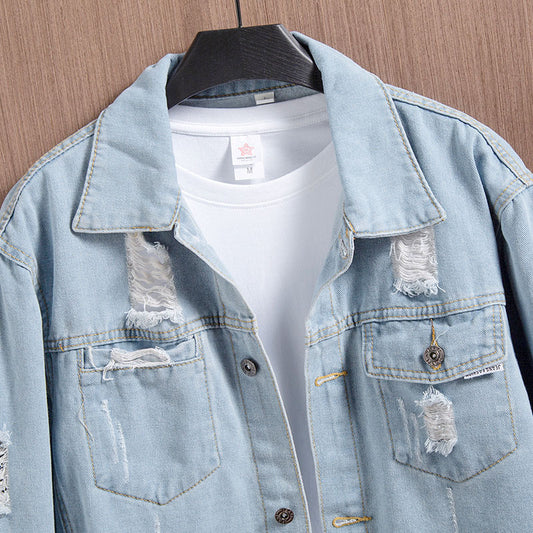 Style Men's Jacket College Style Denim